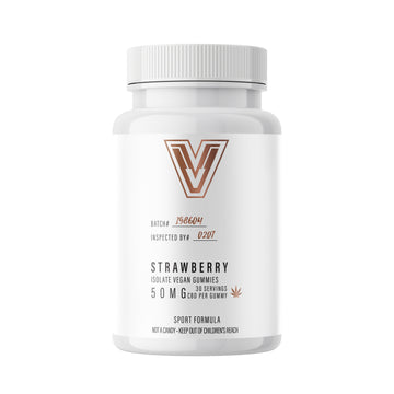 NEW!   Strawberry Isolate Vegan Gummies with 50MG CBD per gummy